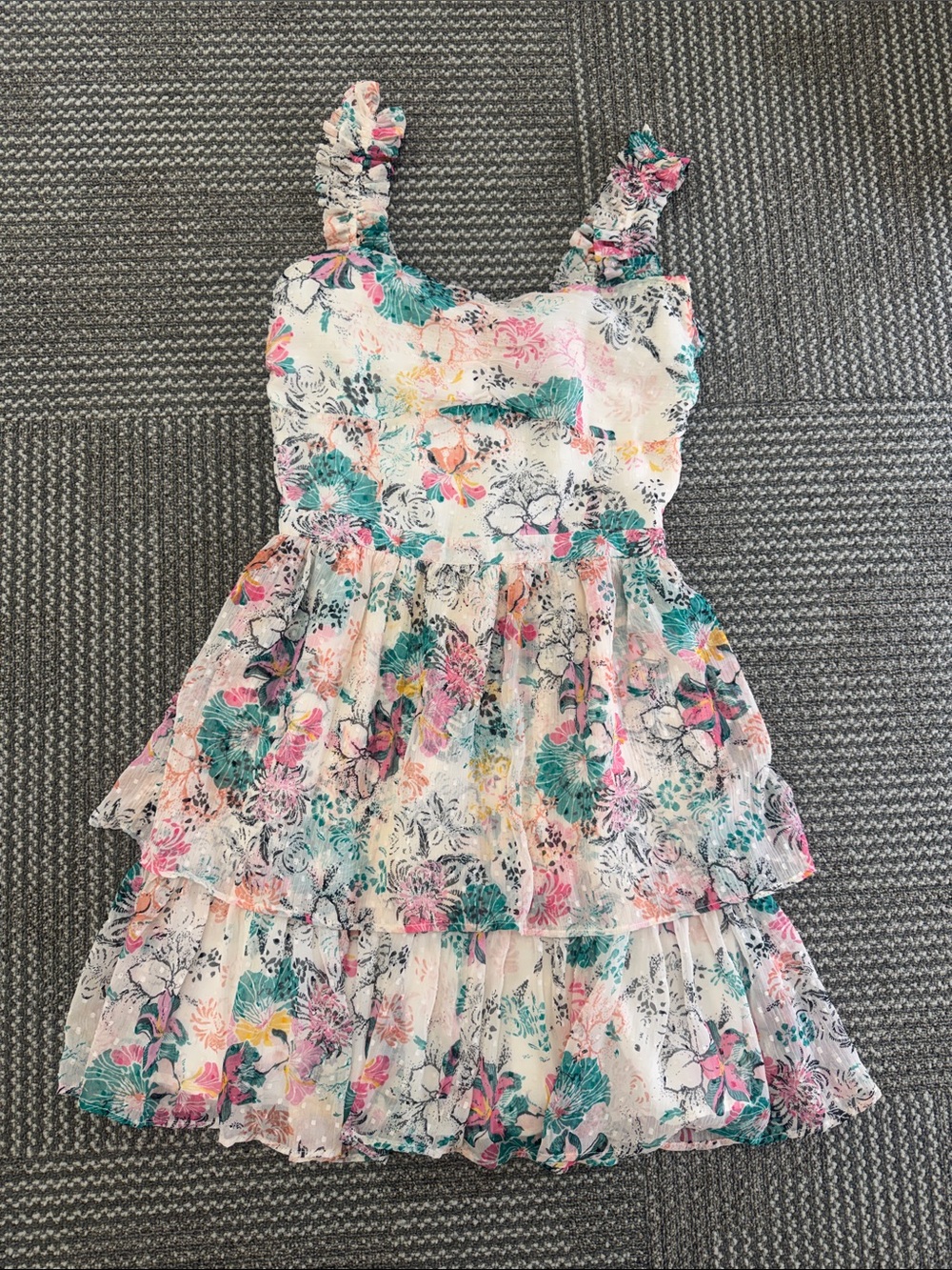 Walter Baker Tiered Floral Ruffle Mini Dress, size 6